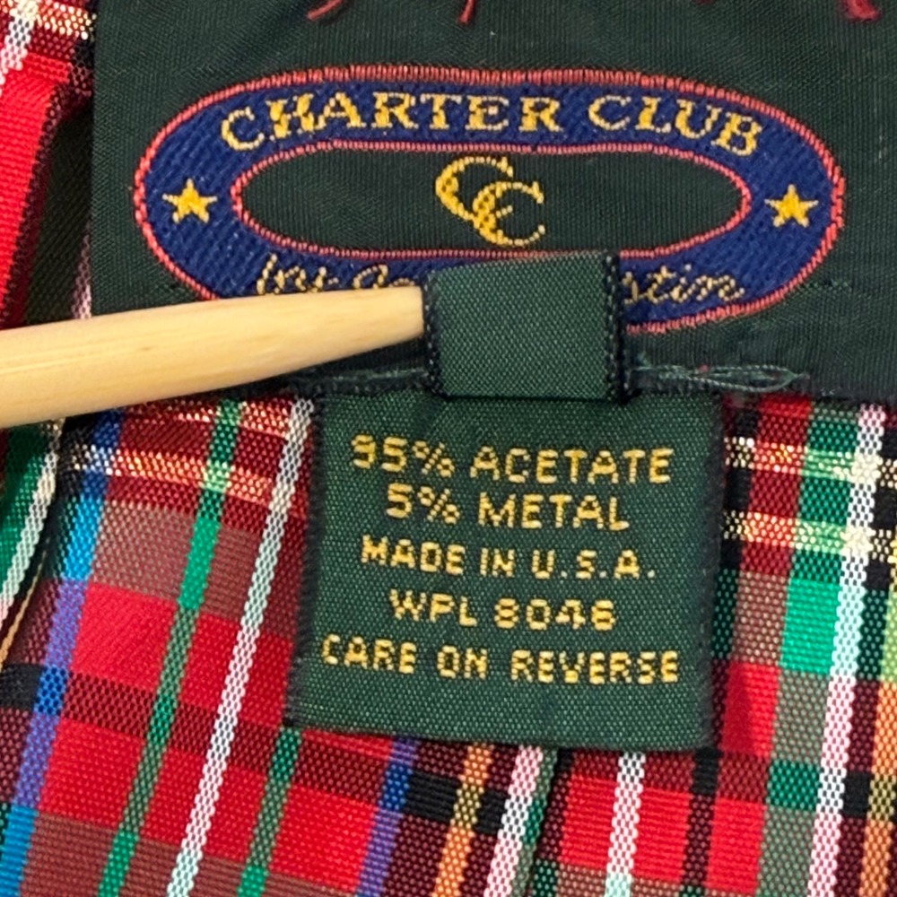 Charter Club Womens Pleated Maxi Skirt 8 Red Metallic Vtg Christmas Tartan Plaid - Picture 7 of 10